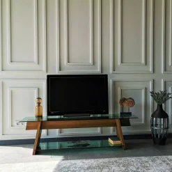 Mobile TV noce e verde 158x40x45h cm in legno - Amorosi