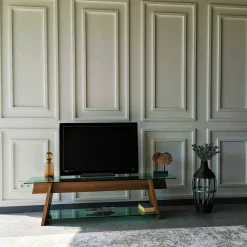 Mobile TV noce e verde 158x40x45h cm in legno - Amorosi