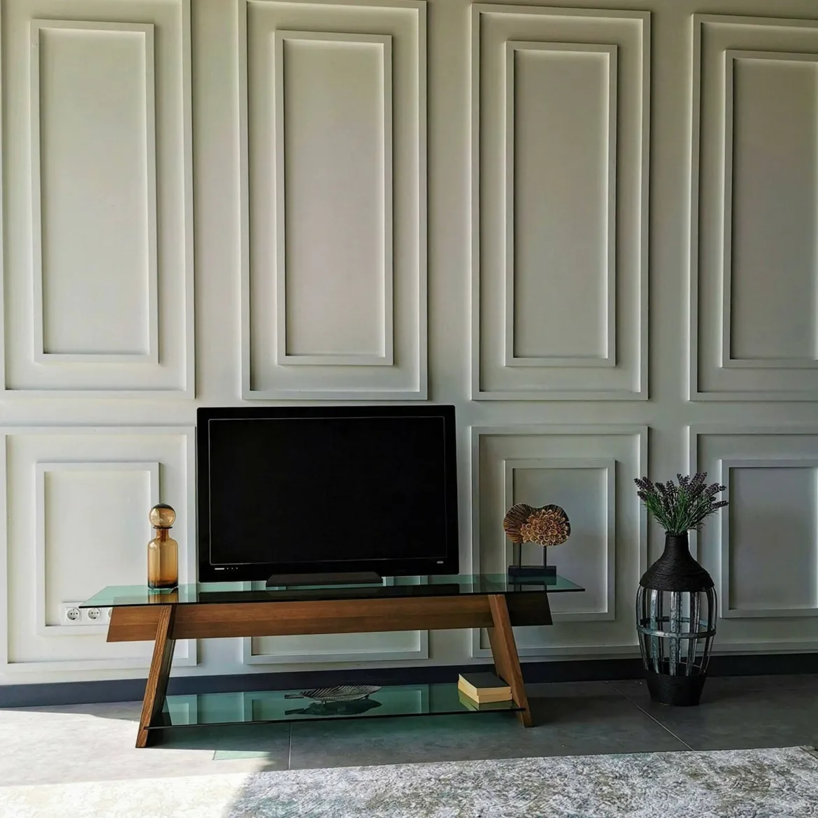 Mobile TV noce e verde 158x40x45h cm in legno - Amorosi