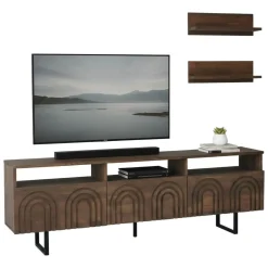Mobile TV noce 170x30x40h cm 3 ante in legno - Barbania