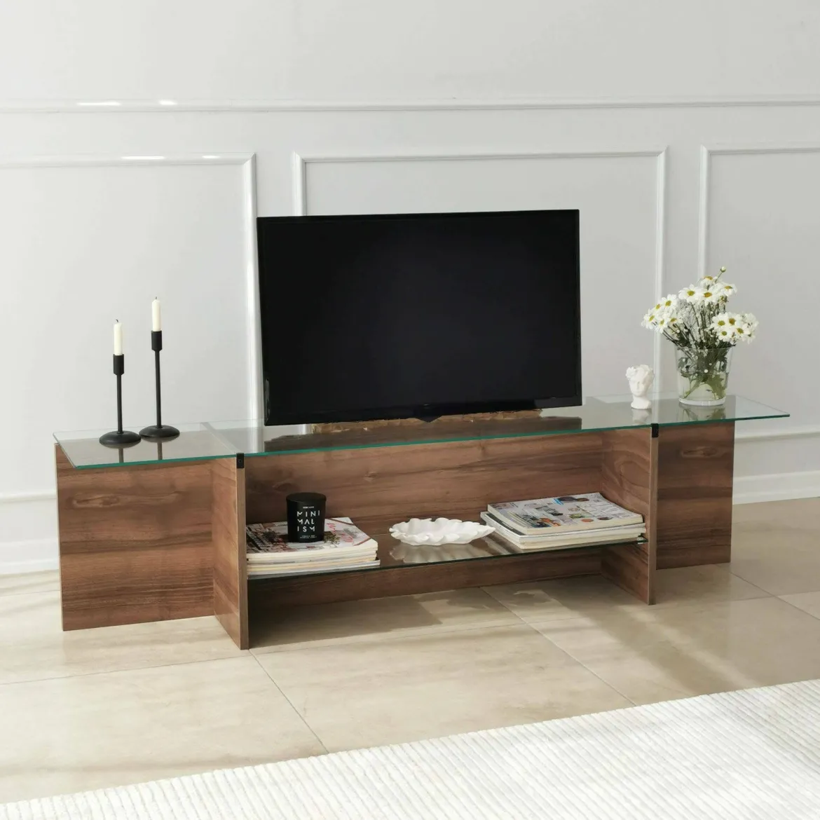 Mobile TV noce 158x35x40h cm - Bellano