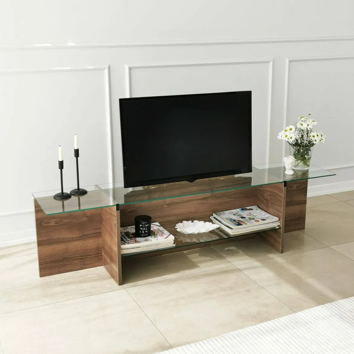 Mobile TV noce 158x35x40h cm - Bellano