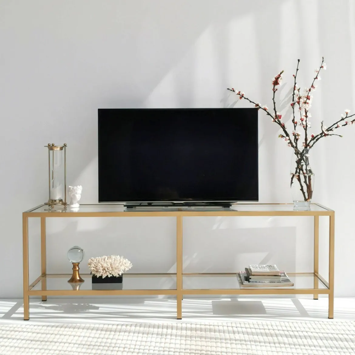Mobile TV oro 130x40x45h cm in metallo - Donata