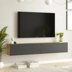 Mobile TV quercia e antracite 180x44x44h cm 2 ante - Asellina