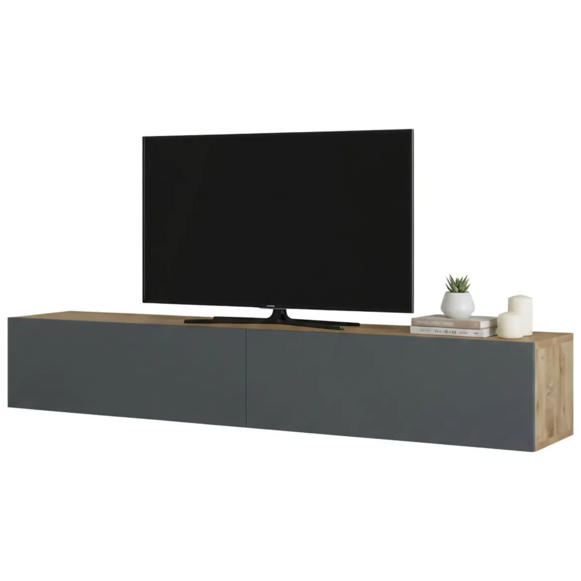 Mobile TV quercia e antracite 180x44x44h cm 2 ante - Asellina
