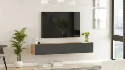 Mobile TV quercia e antracite 180x44x44h cm 2 ante - Asellina