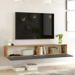 Mobile TV quercia e antracite 180x44x44h cm 2 ante - Asellina