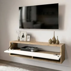 Mobile TV quercia e bianco 180x31x29h cm 2 ante - Compasso