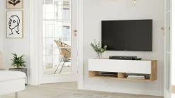 Mobile TV quercia e bianco 180x31x29h cm 2 ante - Compasso
