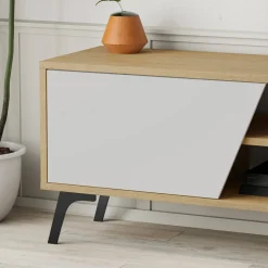 Mobile TV quercia e bianco 180x35x48h cm 2 ante - Male