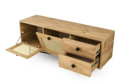 Mobile TV quercia e nero 140x40x60h cm 2 ante e 2 cassetti - Apollinare