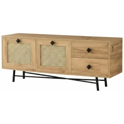 Mobile TV quercia e nero 140x40x60h cm 2 ante e 2 cassetti - Apollinare
