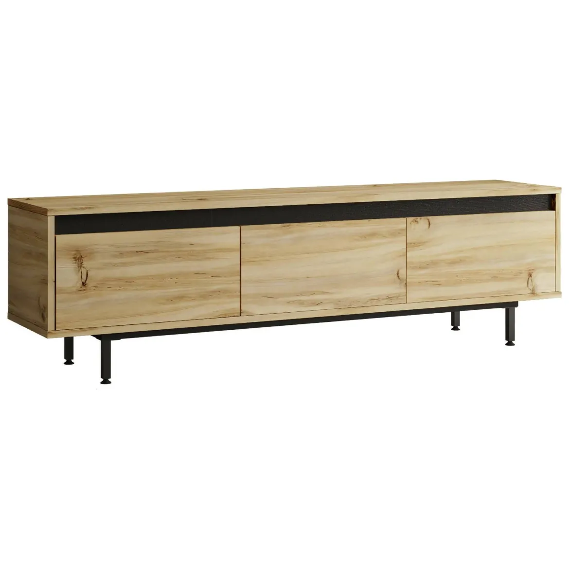 Mobile TV quercia e nero 160x35x45h cm 3 ante - Titli