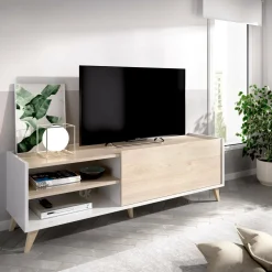 Mobile TV rovere e bianco 155x43x47h cm modulabile - Allesia