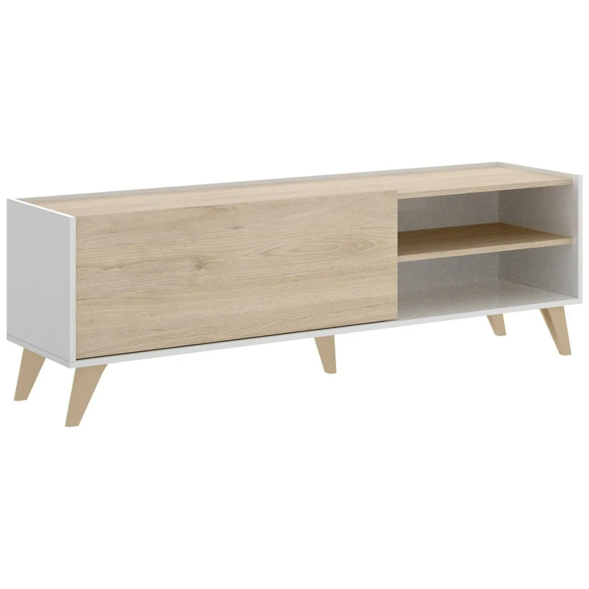 Mobile TV rovere e bianco 155x43x47h cm modulabile - Allesia