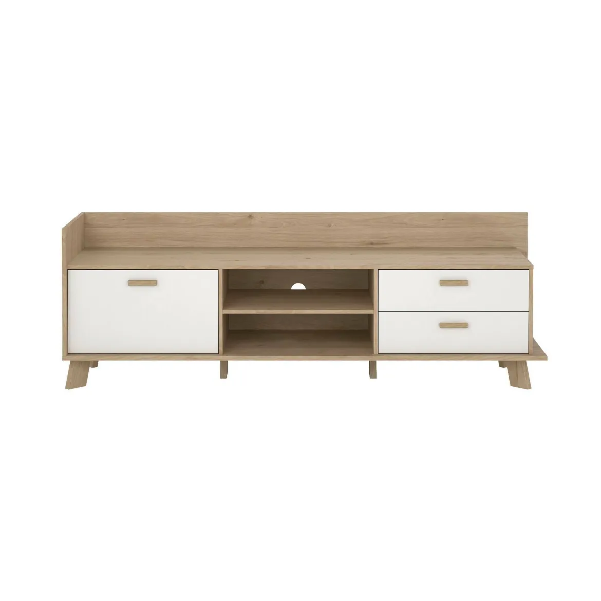 Mobile TV rovere e bianco 181x51x61h cm 2 ante e 1 cassetto - Agathis