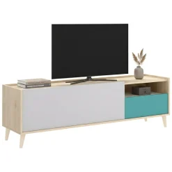 Mobile TV rovere e grigio 155x43x47h cm modulabile con 1 cassetto - Axterix
