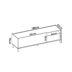 Mobile TV rovere e grigio 155x43x47h cm modulabile con 1 cassetto - Axterix