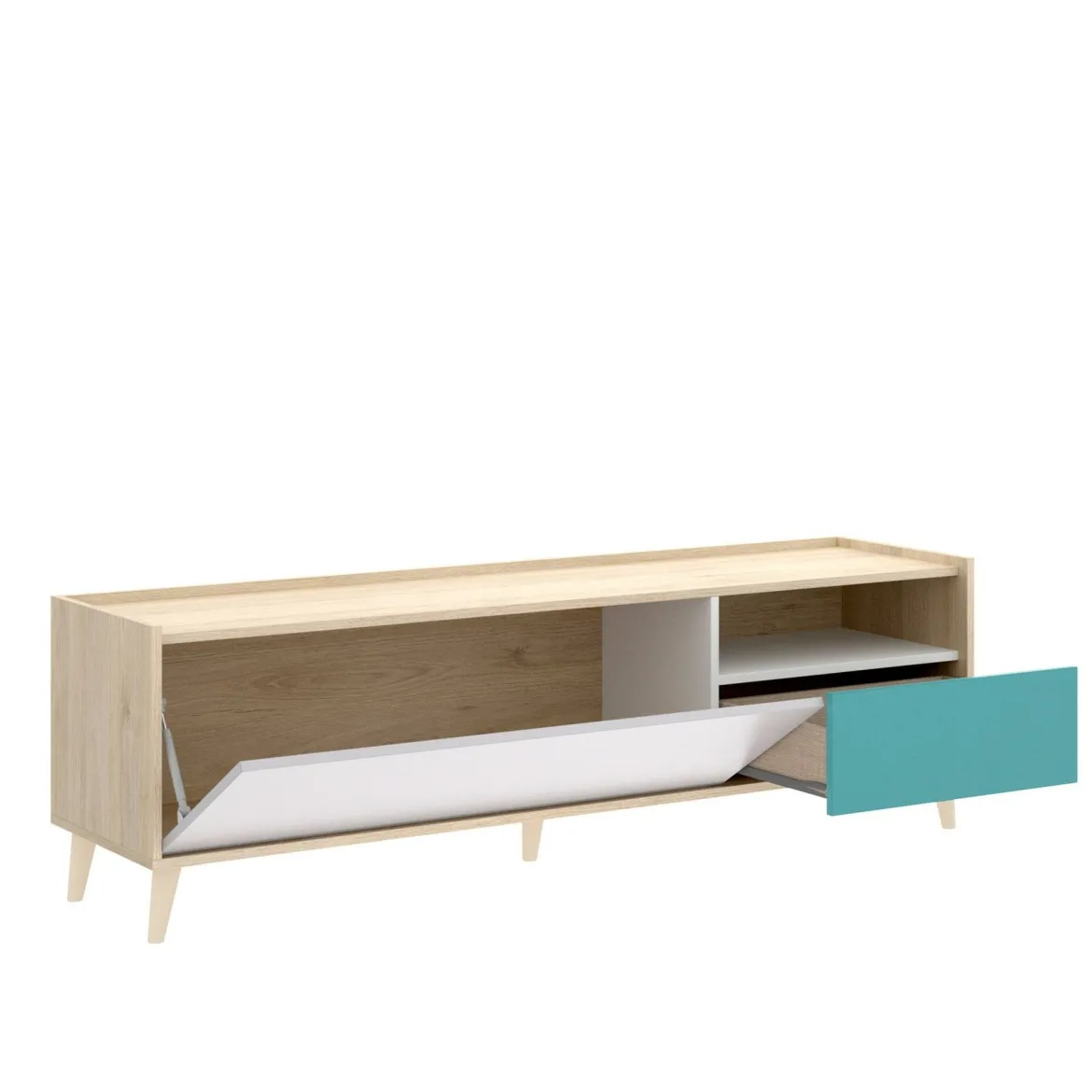 Mobile TV rovere e grigio 155x43x47h cm modulabile con 1 cassetto - Axterix