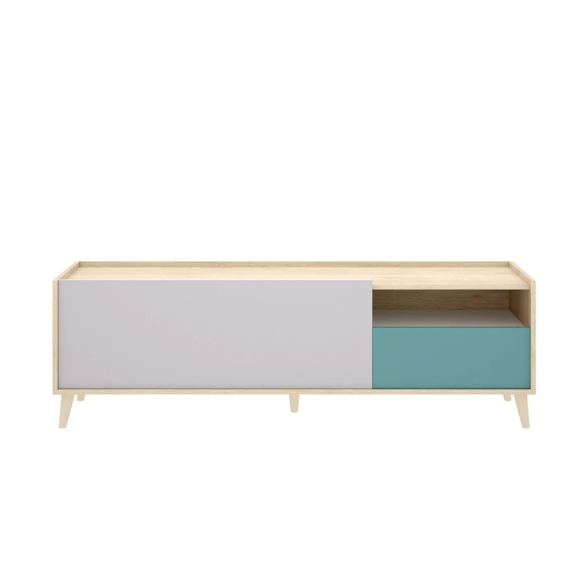 Mobile TV rovere e grigio 155x43x47h cm modulabile con 1 cassetto - Axterix
