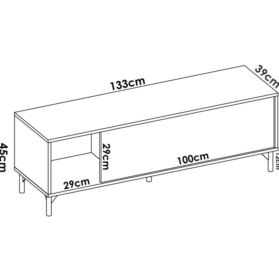 Mobile TV rovere nodi e antracite 132x38x44h cm modulabile - Porcia