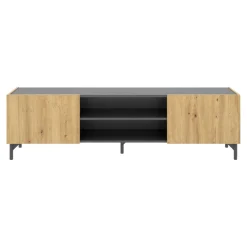 Mobile TV rovere nodi e antracite 161x35x45h cm 2 ante - Arya