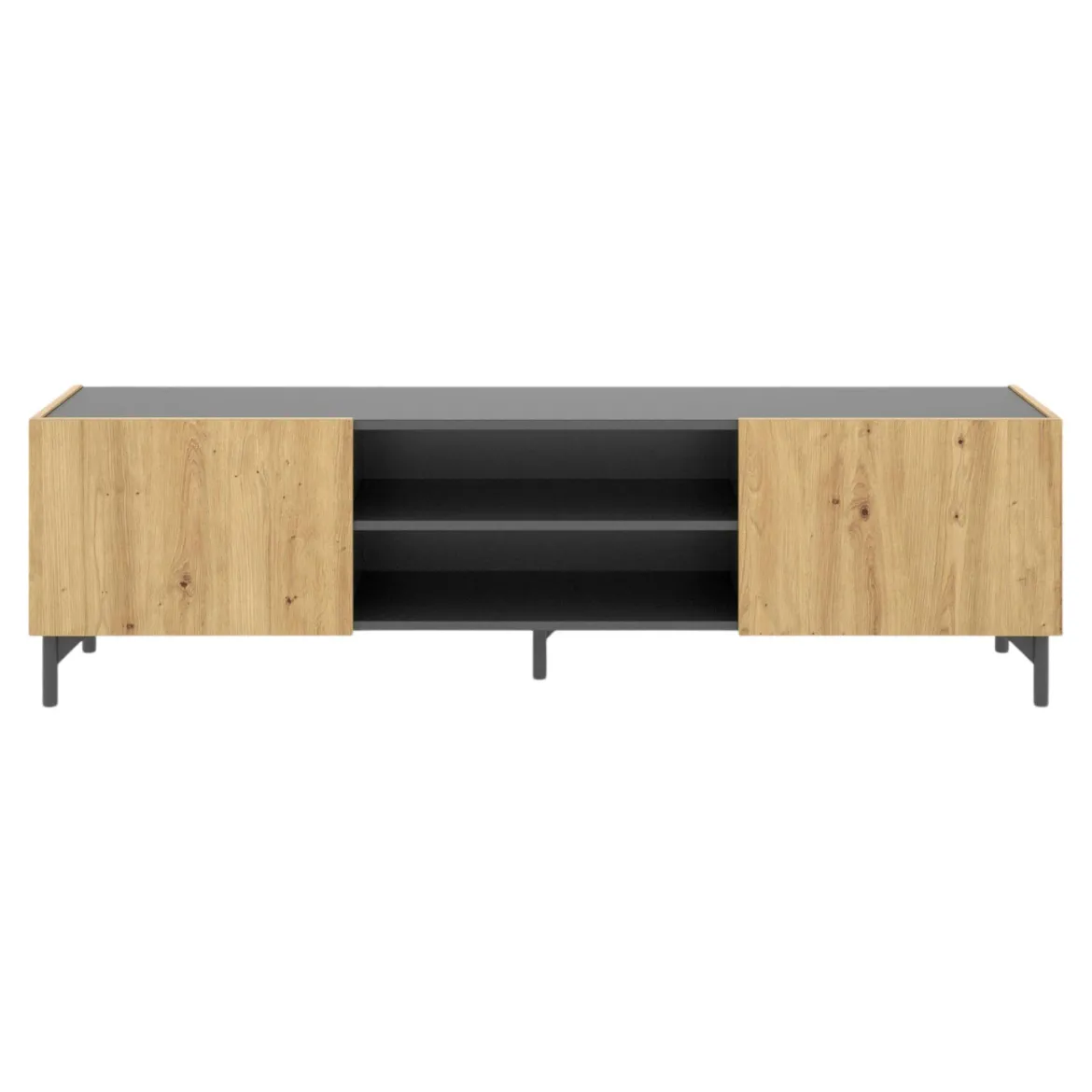 Mobile TV rovere nodi e antracite 161x35x45h cm 2 ante - Arya