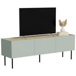 Mobile TV verde e rovere 150x40x52h cm 3 ante - Calanna