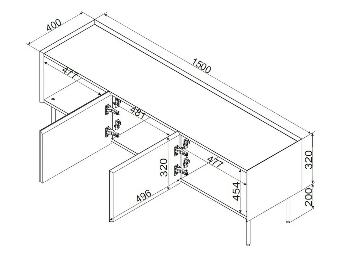 Mobile TV verde e rovere 200x40x52h cm 4 ante - Scopa