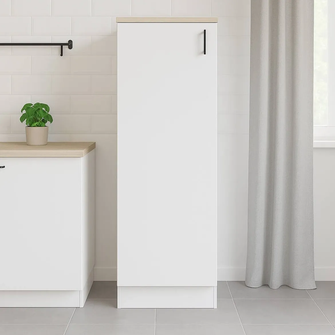 Mobile verticale 60x148h cm bianco e rovere - Aveny