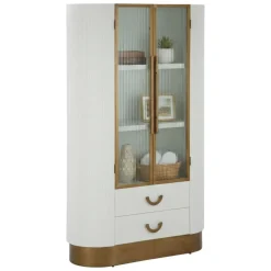 Mobile vetrina 2 ante 85x40x160h cm bianco e marrone - Sable