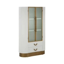 Mobile vetrina 2 ante 85x40x160h cm bianco e marrone - Sable