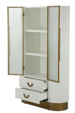 Mobile vetrina 2 ante 85x40x160h cm bianco e marrone - Sable