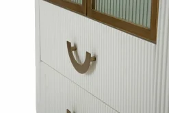 Mobile vetrina 2 ante 85x40x160h cm bianco e marrone - Sable