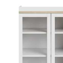 Mobile vetrina 2 ante 88x36x200h cm bianco e quercia - Axinte