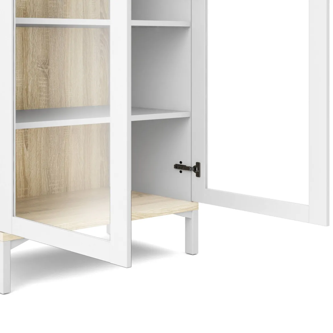 Mobile vetrina 2 ante 88x36x202h cm bianco e quercia - Hudhud