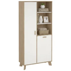 Mobile vetrina 2 ante 88x39x188h cm rovere e bianco - Mirinae