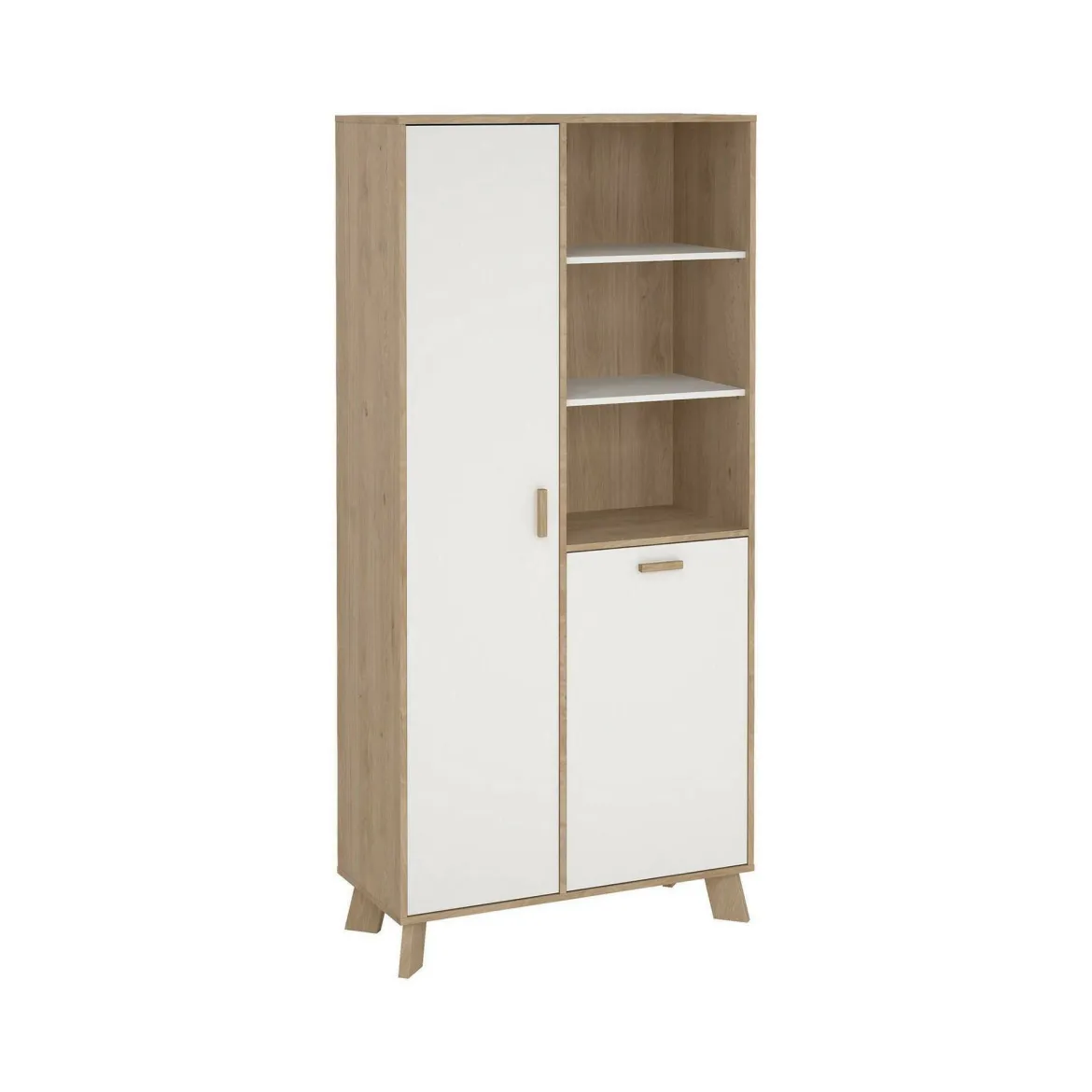 Mobile vetrina 2 ante 88x39x188h cm rovere e bianco - Mirinae