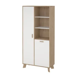 Mobile vetrina 2 ante 88x39x188h cm rovere e bianco - Mirinae