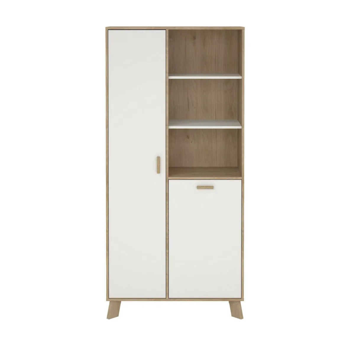 Mobile vetrina 2 ante 88x39x188h cm rovere e bianco - Mirinae