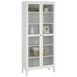 Mobile vetrina luminoso 2 ante 88x36x202h cm bianco - Wutip