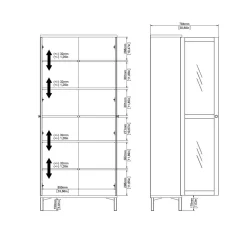 Mobile vetrina luminoso 2 ante 88x36x202h cm bianco - Wutip