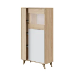 Mobile vetrina soggiorno 3 ante 77x33x142h cm rovere e bianco - Altavista