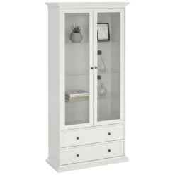 Mobile vetrina vintage 2 ante 96x41x200h cm bianco - Honore