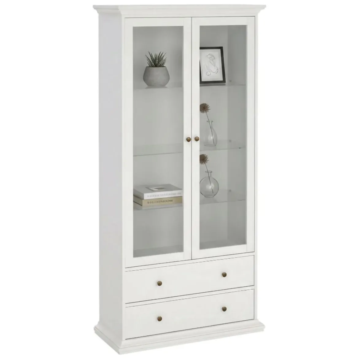 Mobile vetrina vintage 2 ante 96x41x200h cm bianco - Honore