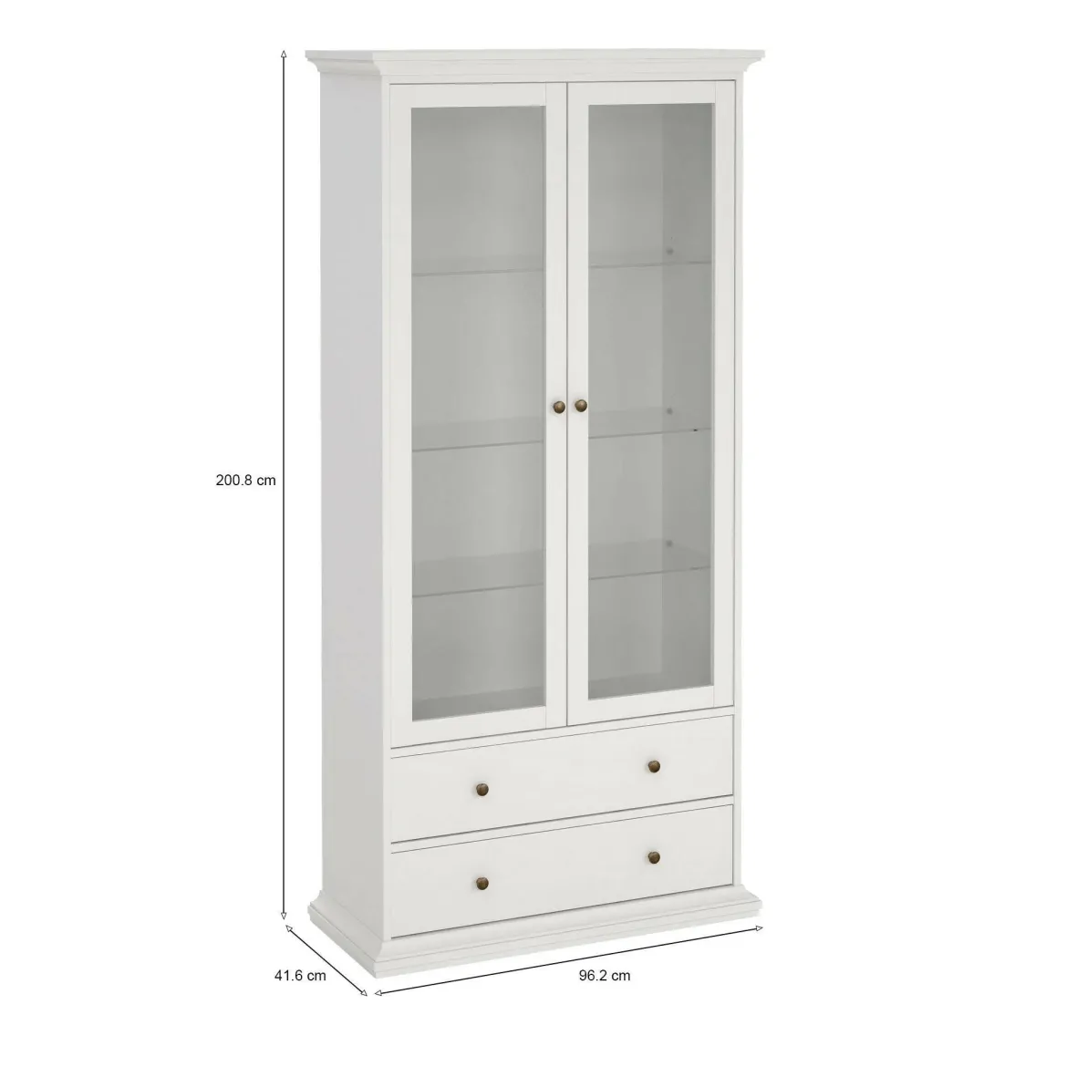 Mobile vetrina vintage 2 ante 96x41x200h cm bianco - Honore