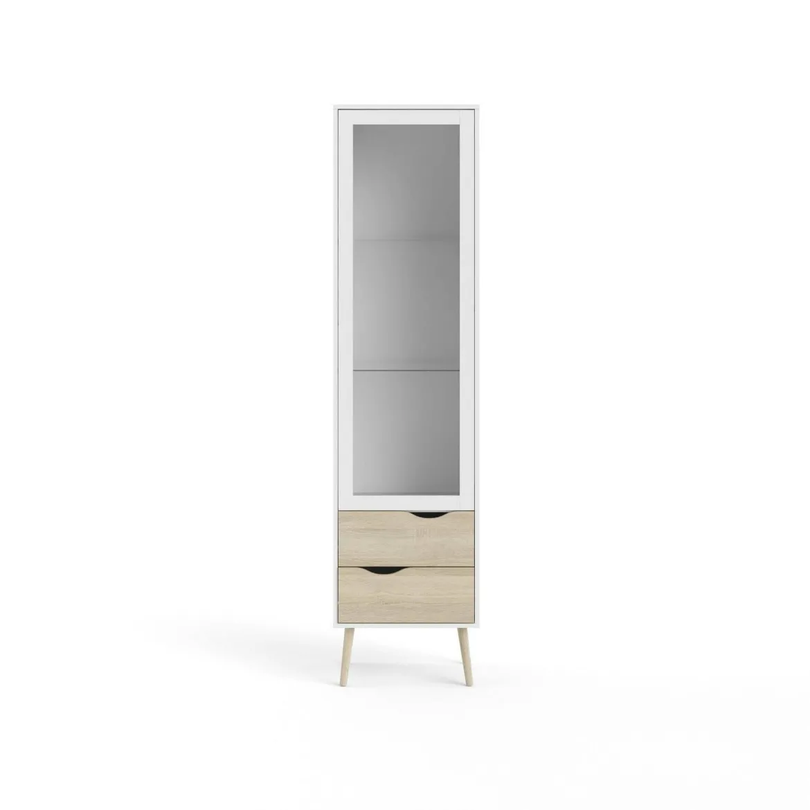 Mobile vetrina 50x39x200h cm bianco e quercia - Fabia