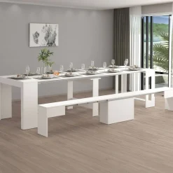 Panca allungabile bianca lucida 290x25x45h cm - Yutu