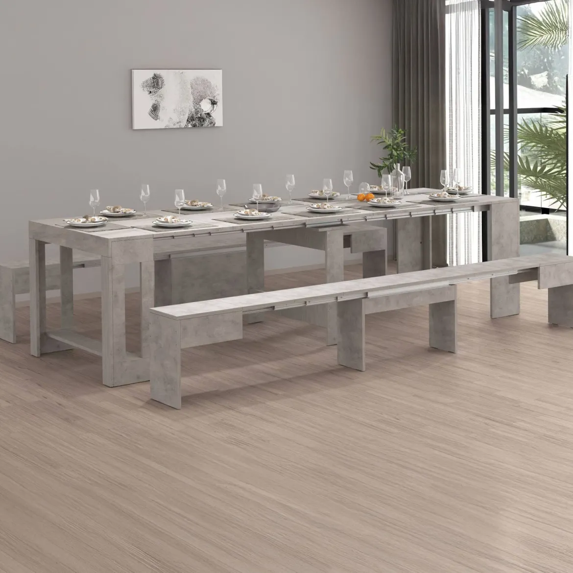 Panca allungabile grigia 290x25x45h cm - Quedan