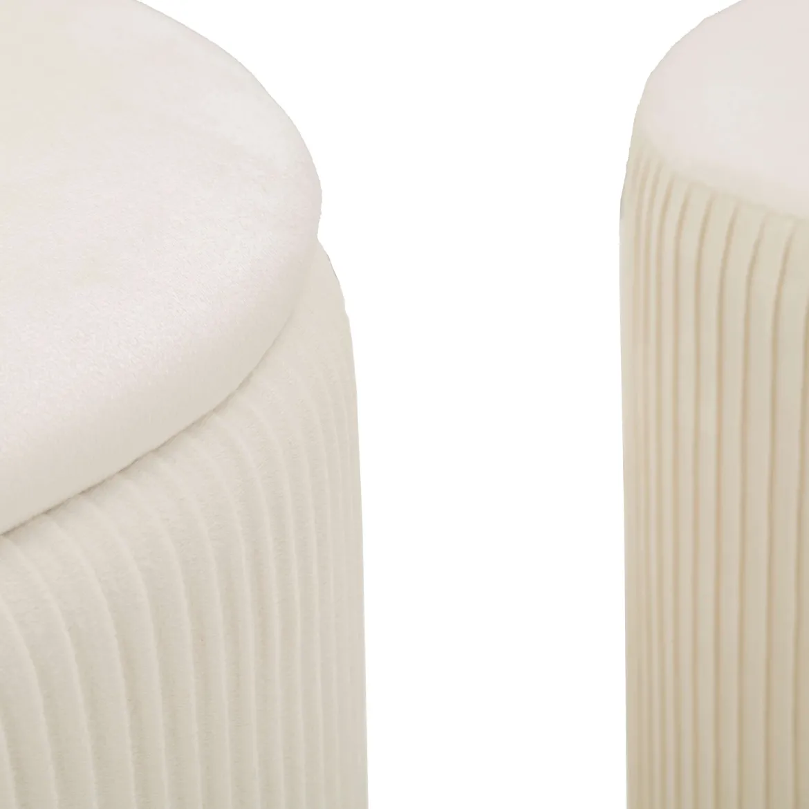 Panca Bianco Crema oro con due Sgabelli, Panca Contenitore Materiale Struttura in Metallo 80x37x42h cm, Colore Seduta Bianco - Soroti